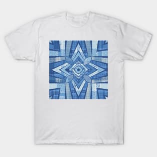 classic blue textured quilted  star T-Shirt